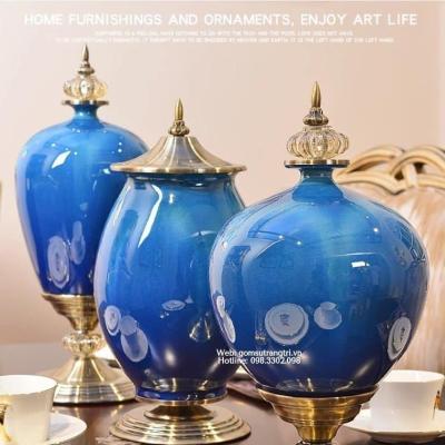 BỘ 3 BÌNH TRANG TRÍ PHÒNG KHÁCH MEN MÀU